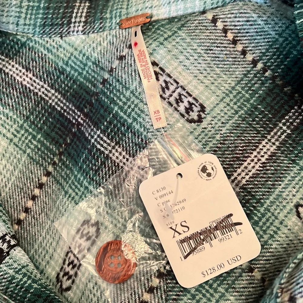 Free People Redwood Flannel Mini Dress Green - Picture 13 of 16